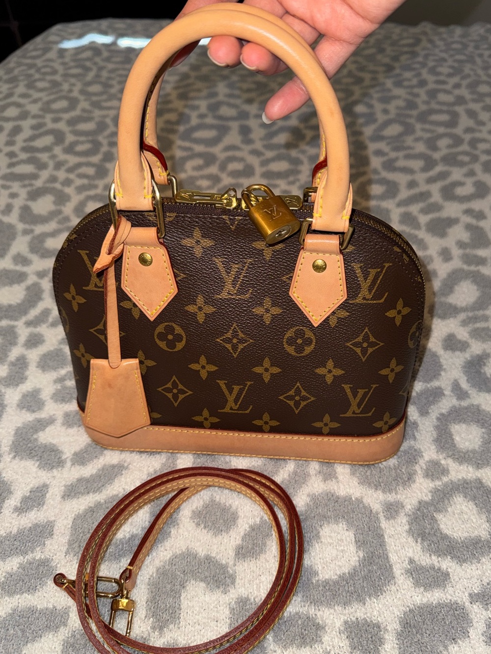 LOUIS VUITTON Brown Monogram Alma BB Top Handle Crossbody Bag
